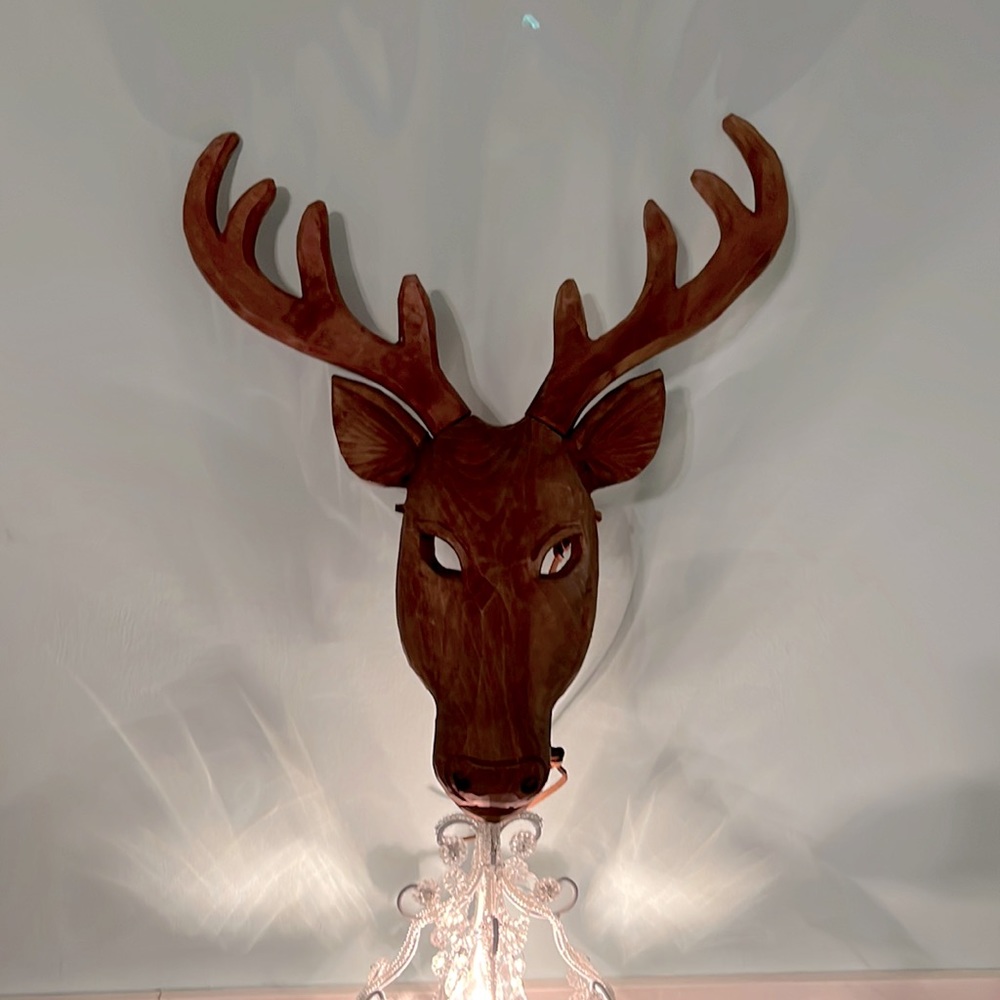 Wood deer mask hand carved